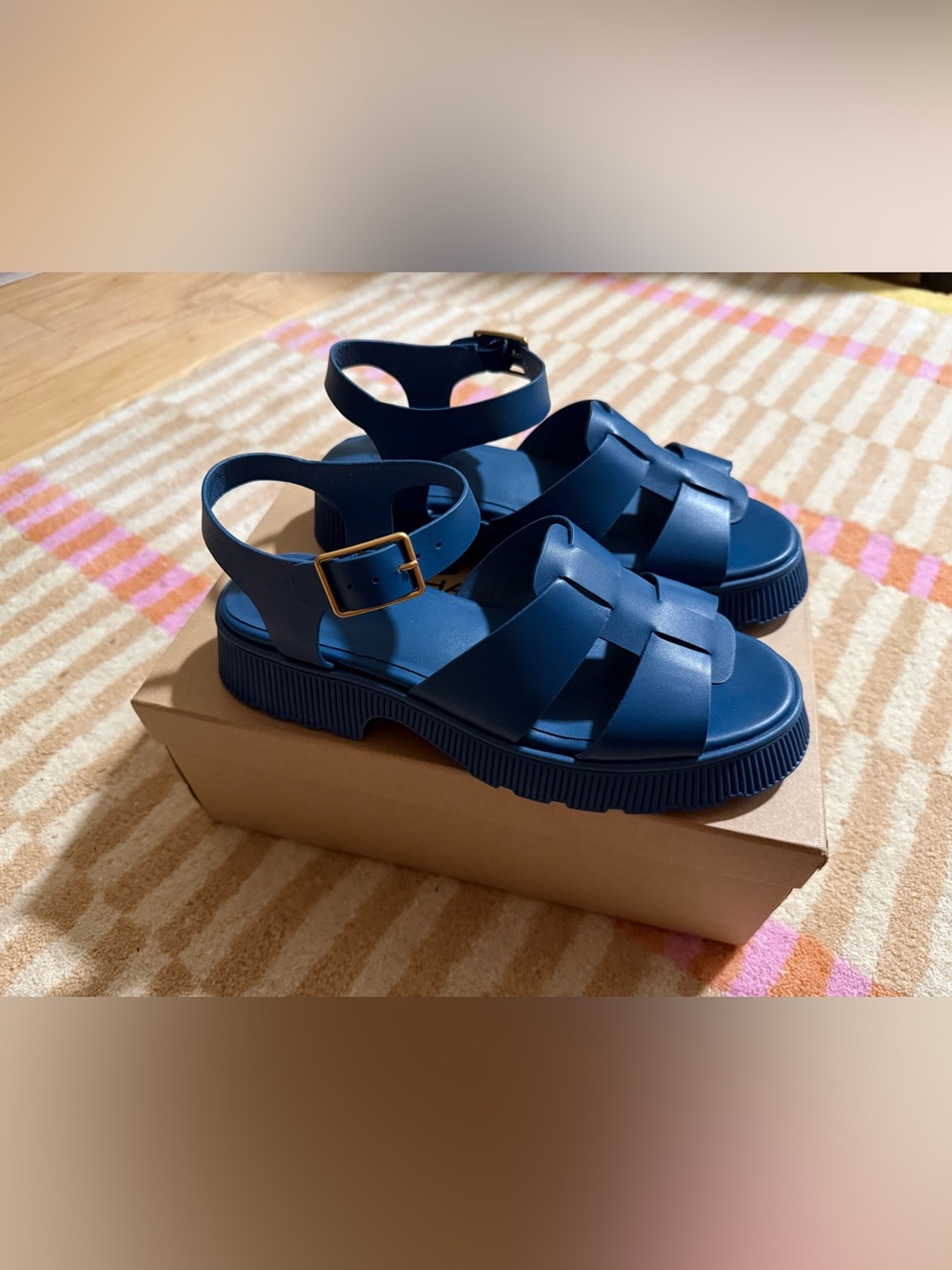 Charlotte Stone Henry Platform Sandal in Swell blue